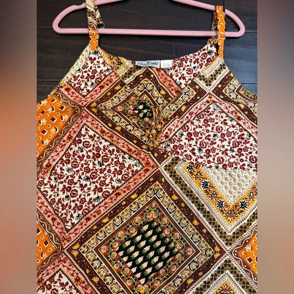 Vintage Patchwork colorblock quilted retro plus size mini 90’s dress 100% cotton - Picture 3 of 13